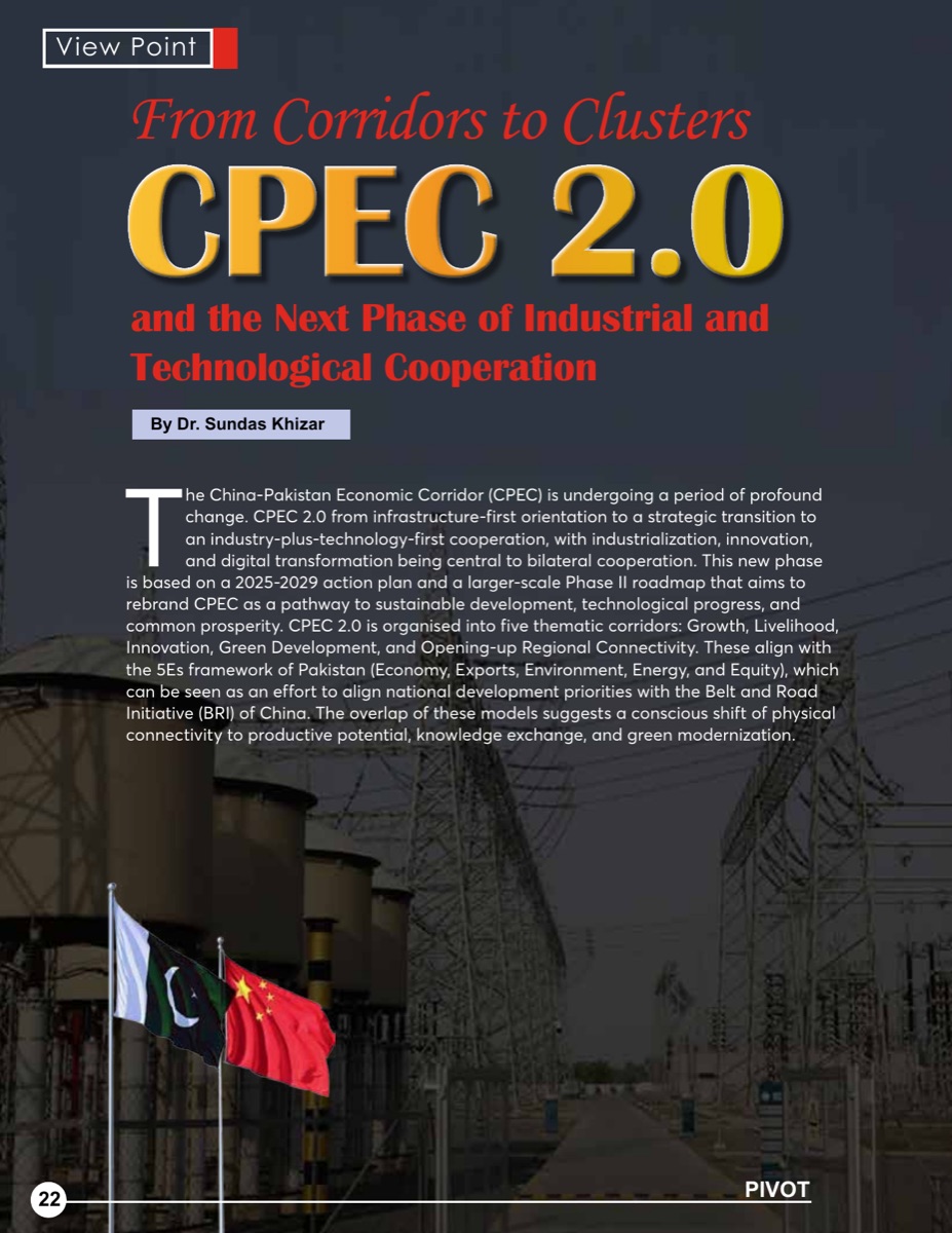 From Corridors to Clusters: CPEC 2.0 and the Next Phase of Industrial and Technological Cooperation