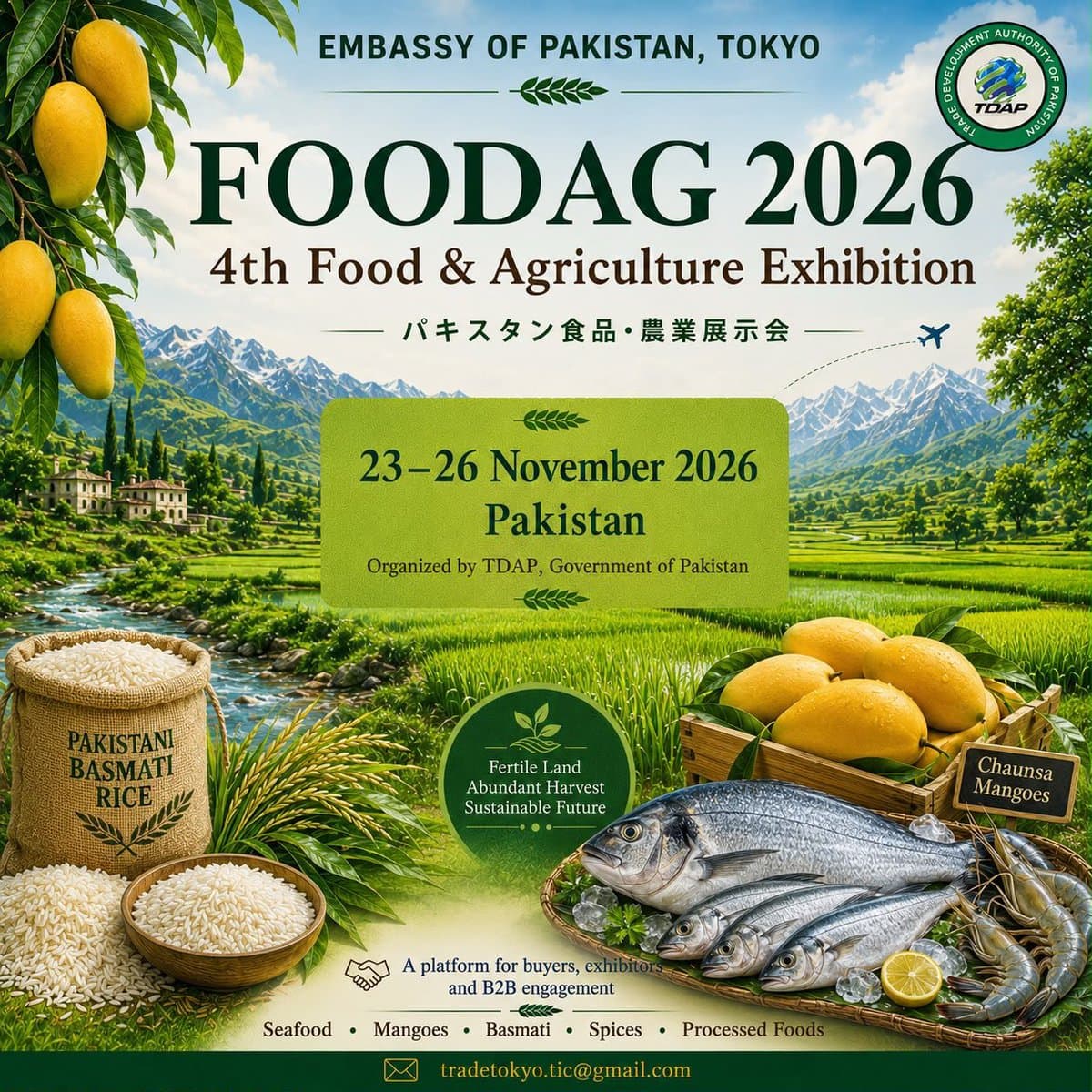 The Embassy of Pakistan in Tokyo invited Japanese importers and trading houses to participate in the FOODAG 2026 exhibition in Karachi to strengthen bilateral B2B engagement.