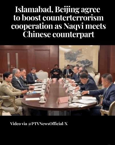 Pakistan’s Interior Minister Mohsin Naqvi and Chinese counterpart Ling Zhifeng agree tobolster counter-terrorism cooperation and border management during a meeting in NewYork.